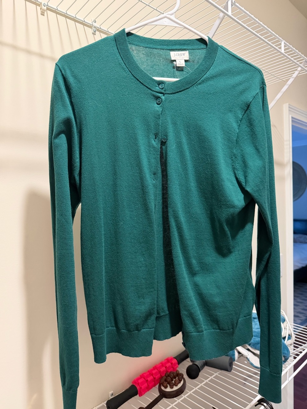 J. Crew Women's Teal Crewneck Button Cardigan NWT